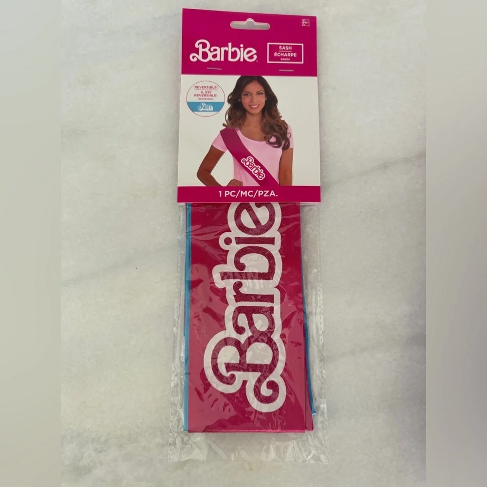 Barbie | Reversible Barbie Ken Pink Blue Celebration Sash | 60in - Picture 2 of 7